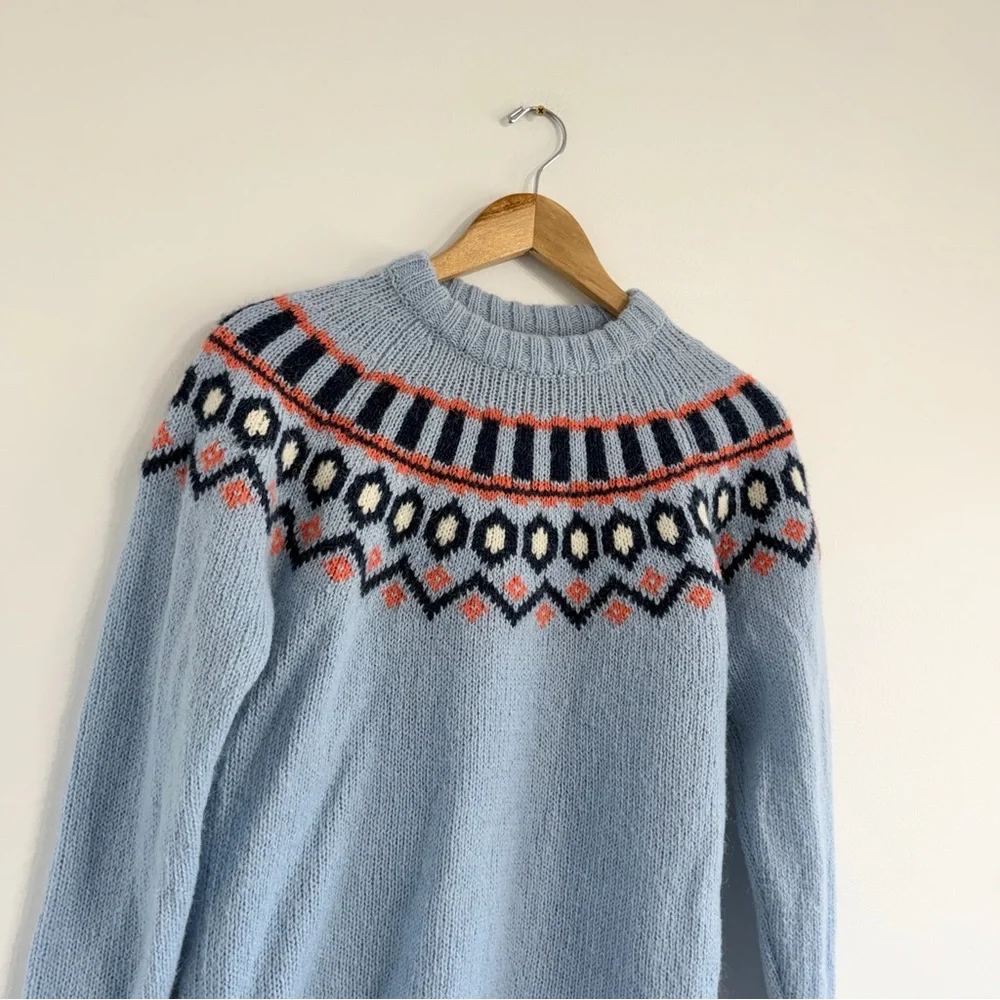 Kari Traa Ringheim Knit Sweater blue orange fair isle alpaca wool blend - Picture 3 of 8